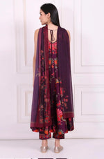Purple Satin Floral Suit Set in Germany