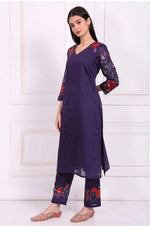Purple Embroidered Straight Kurta with Straight Pant and Dupatta Set in Germany Namma Markt