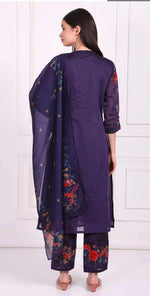 Purple Embroidered Straight Kurta with Straight Pant and Dupatta Set in Germany Namma Markt