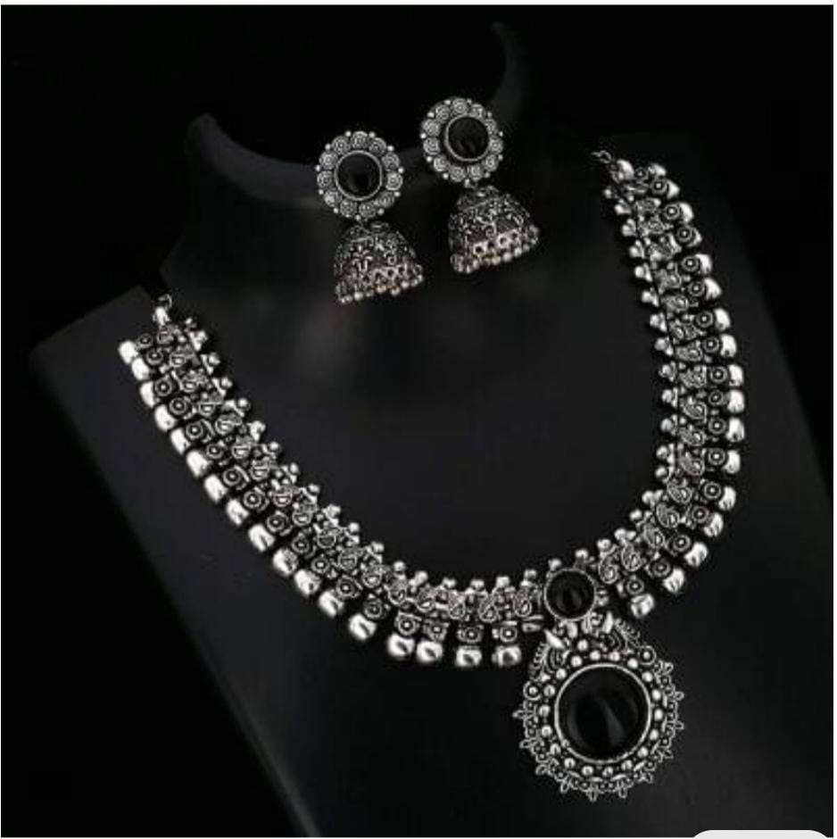 Black Gemstone Pendant Oxidised Necklace in Germany