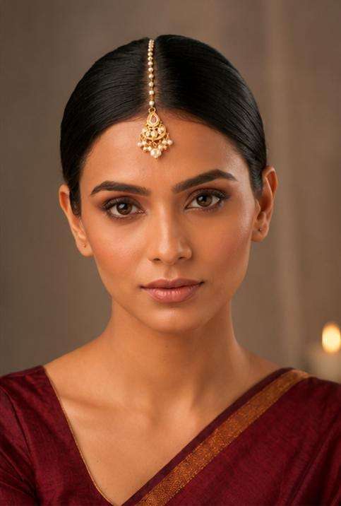 Traditional Pearl and Kundan Studded Maang Tikka in Germany