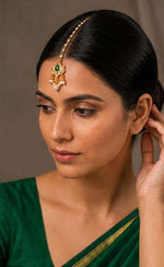 Traditional Gold-Plated Emerald and Pearl Kundan Maang Tikka in Germany Namma Markt