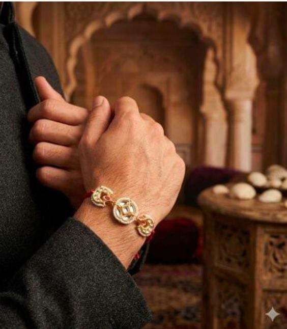 Traditional Gold-Plated Kundan Rakhi in Germany Namma Markt