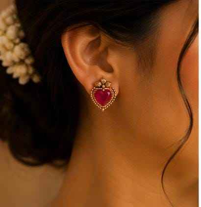 Antique Gold Kasu Mala with Heart-Shaped Ruby Accents in Germany