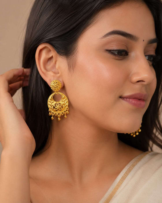 Ethnic Festive Gold-Plated Moon-Shaped Earrings in Berlin Namma Markt