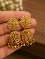 Traditional Gold-Plated Intricate Filigree Jhumka Earrings in Berlin