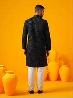 Men's Black Cotton Floral Kurta Set in Berlin