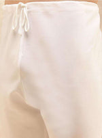 Kurta in Cotton and Viscose with Shiny Thread and Sequins, White Pyjamas in Berlin