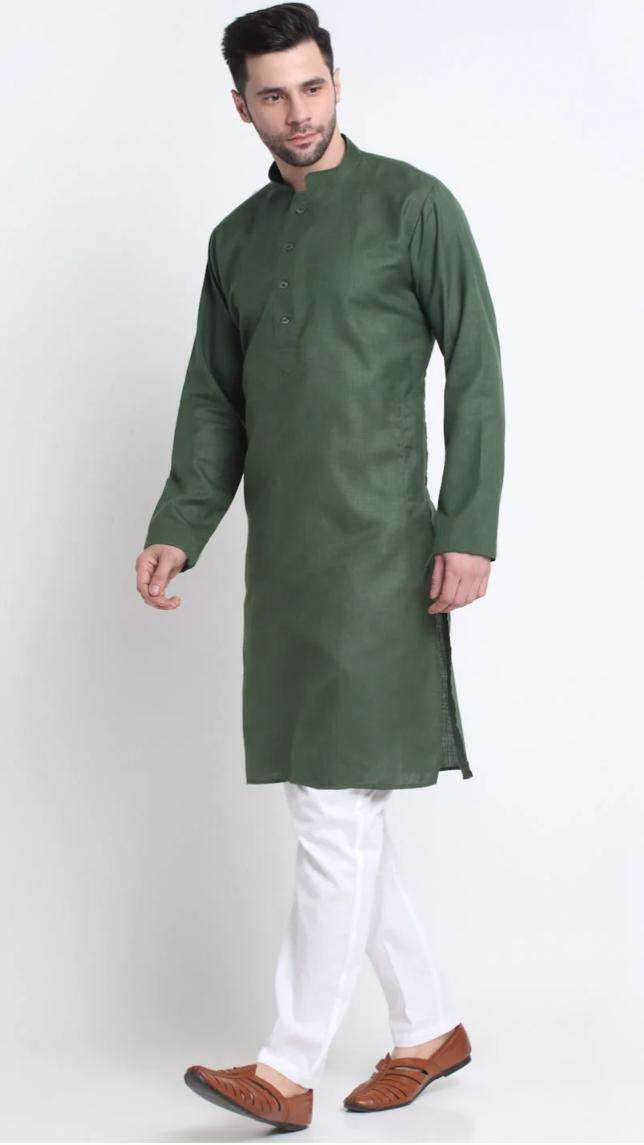 Men's Cotton Blend Solid Kurta and White Elastic Waistband Pyjama With Cotton Embroided Sequenced Nehru Jacketin Berlin