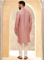 Kurta in Cotton and Viscose with Shiny Thread and Sequins, White Pyjamas in Berlin Namma Markt
