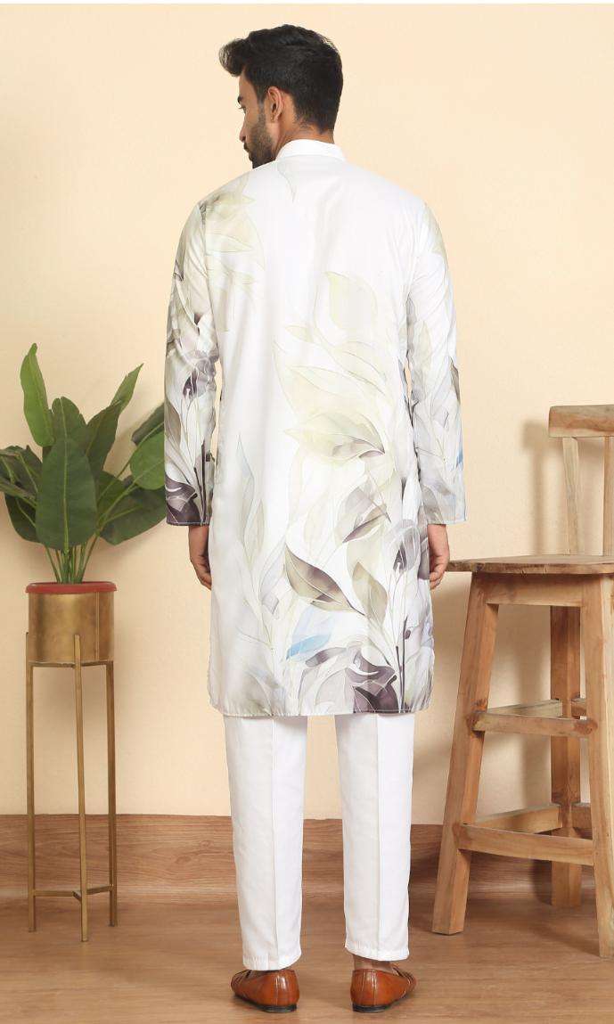 Leaf Printed Cotton Blend Straight  Kurta and Pyjama in Germany