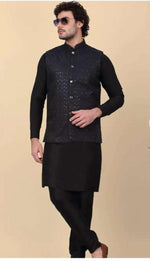 Sequinned Kurta with Churidar & Nehru Jacket and Pyjama in Berlin
