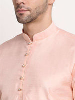 Men Peach Kurta & Churidar with Thread Work  Nehru Jacket and Pyjama in Berlin