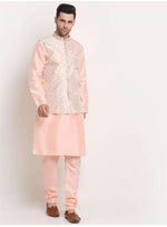 Men Peach Kurta & Churidar with Thread Work  Nehru Jacket and Pyjama in Berlin