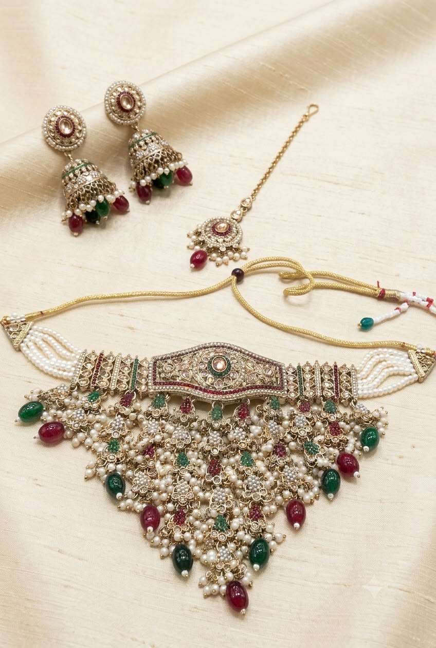 Traditional Jadau Kundan choker necklace set in Berlin