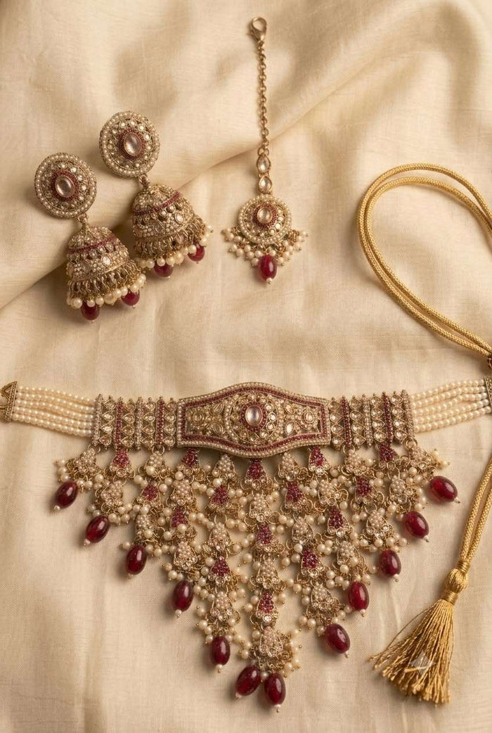 Traditional Indian bridal choker necklace set