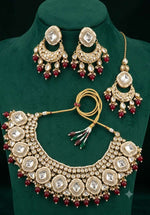 Traditional Gold Plated Maroon Kundan Choker Necklace Set in Berlin
