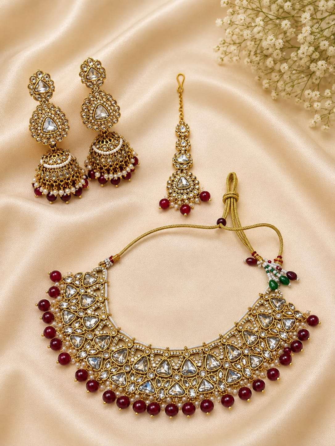 Traditional Indian Kundan Polki Choker Necklace Set in Berlin