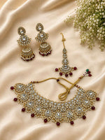 Traditional Gold-Plated Kundan and Polki Choker Bridal Necklace Set in Berlin