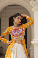 Yellow Bandhani Front-Slit Kurti and Off-White Lehenga Set in Germany Namma Markt
