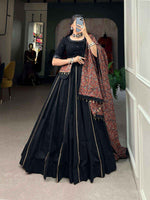Elegant Black Cotton Navratri Lehenga Choli with Ajrakh Dupatta in Germany