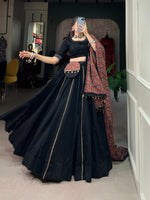 Elegant Black Cotton Navratri Lehenga Choli with Ajrakh Dupatta in Germany