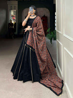 Elegant Black Cotton Navratri Lehenga Choli with Ajrakh Dupatta in Germany