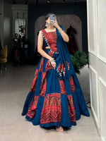 Traditional Blue & Red Printed Navratri Chaniya Choli Set in Germany Namma Markt