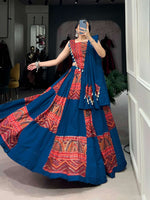 Traditional Blue & Red Printed Navratri Chaniya Choli Set in Germany Namma Markt