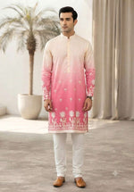 Men's Cream to Pink Ombré Printed Festive Kurta set in Berlin Namma Markt