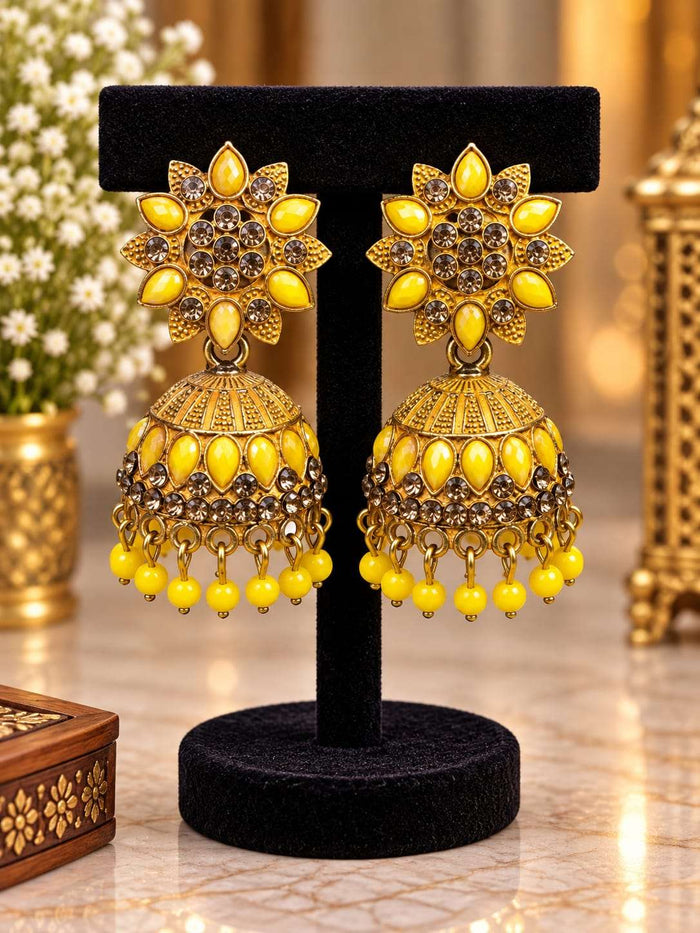 Vibrant Sunflower-Style Indian Ethnic Jhumki Earrings