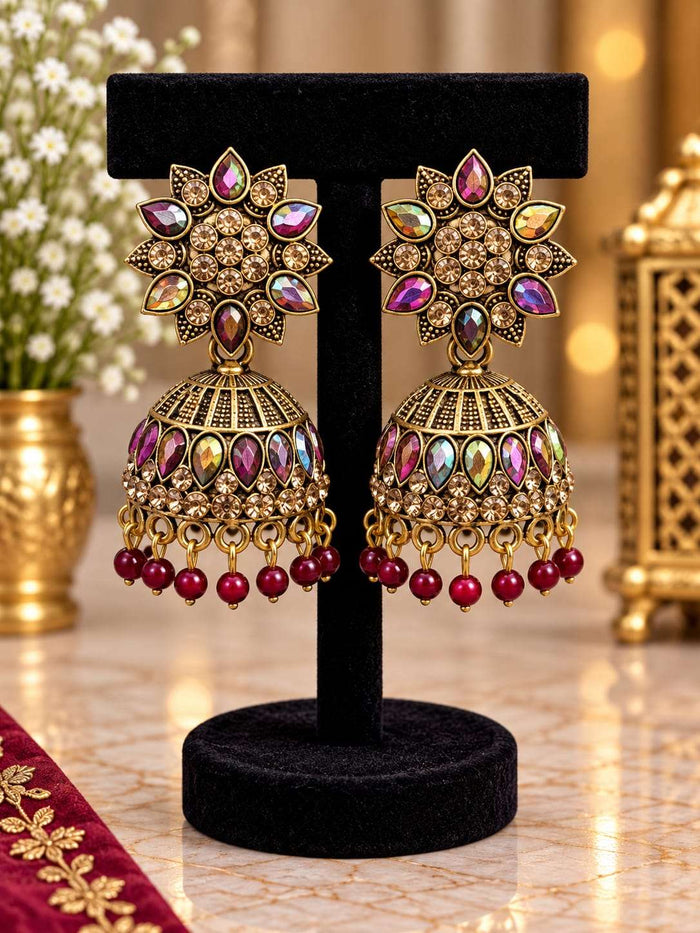 Traditional Multicolor Meenakari Jhumka Earrings