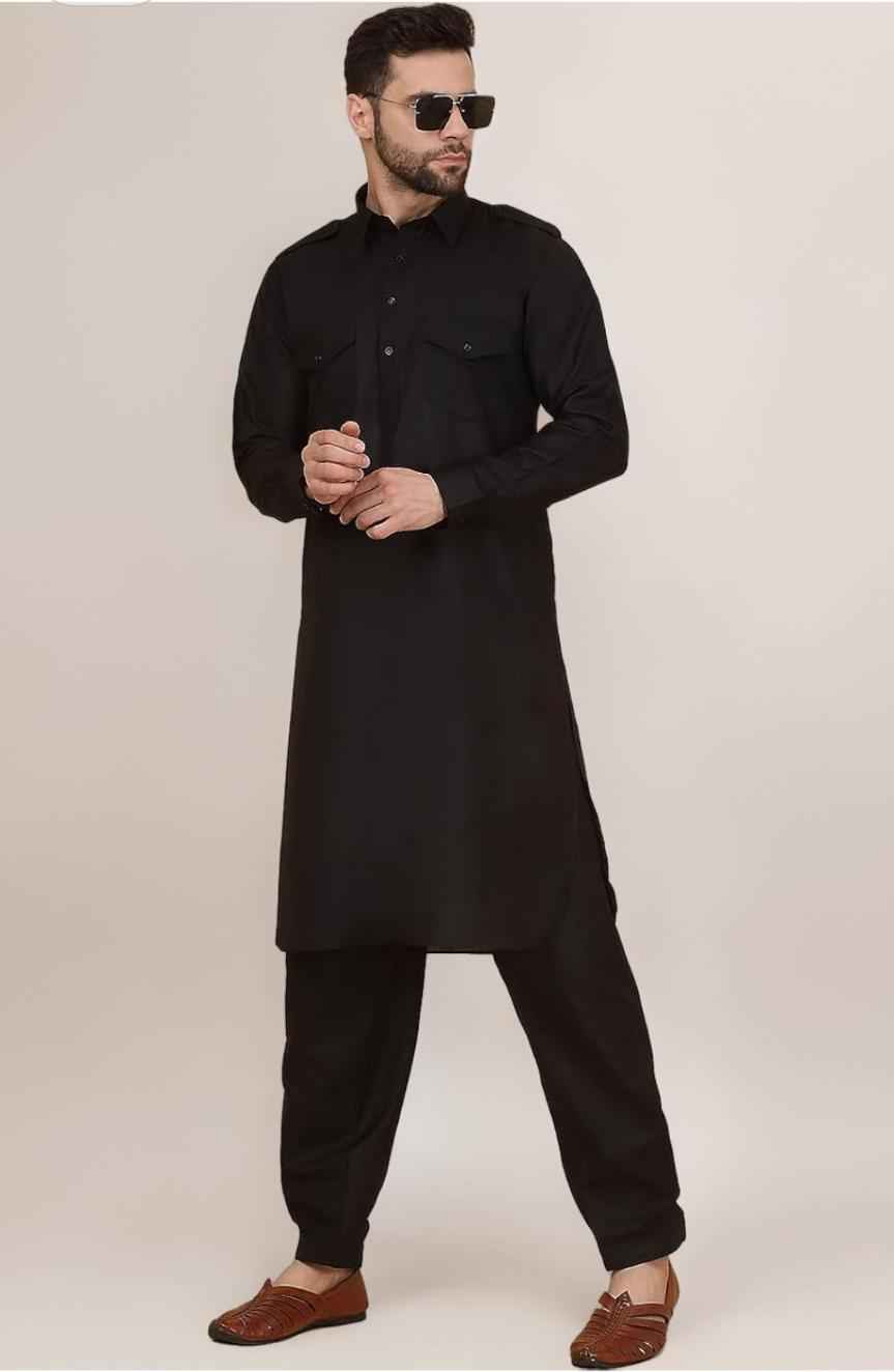 Men's Cotton Pathani Kurta With Drawstring Salwar Set in Berlin