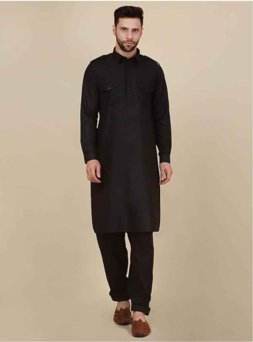 Men's Cotton Pathani Kurta With Drawstring Salwar Set in Berlin