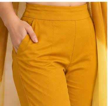 Elegant Mustard Yellow Embroidered Straight Kurti Suit Set in Berlin
