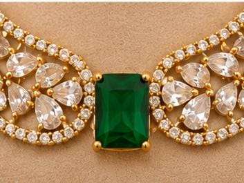 Elegant Emerald and American Diamond Choker Necklace Set in Germany Namma Markt