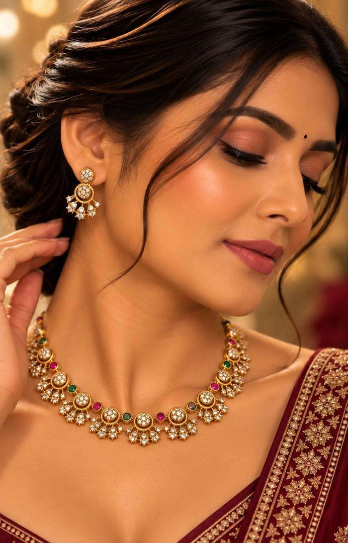 Elegant South Indian Bridal Look in Traditional Gold Kundan Jewellery