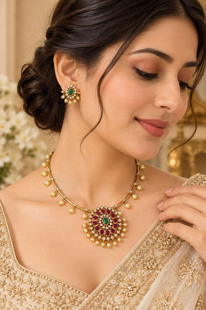 Traditional Gold-Plated Kante Choker Necklace Set