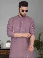 Men Mauve Embroidered Kurta with Salwar in Germany