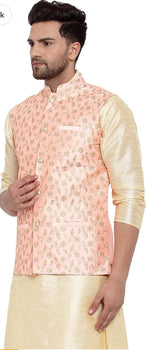 Men's Silk Embroided Kurta set with Nehru Jacket