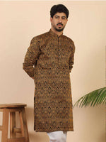 Ethnic Motifs Jacquard Rust Kurta with Pyjama in Germany