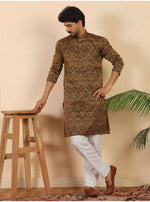 Ethnic Motifs Jacquard Rust Kurta with Pyjama in Germany