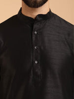 Mens Silk Blend Black Kurta Pyjama & Nehru Jacket in Berlin