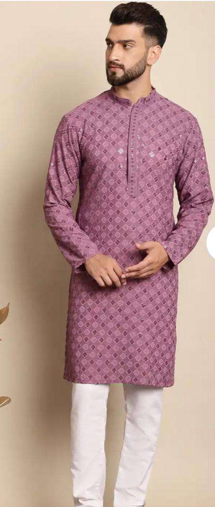 Geometric Embroidered Regular Thread Work Pure Cotton Kurta with Churidar in Germany