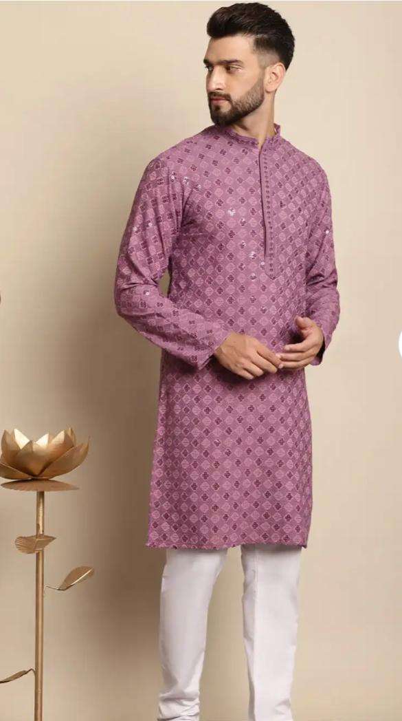 Geometric Embroidered Regular Thread Work Pure Cotton Kurta with Churidar in Germany