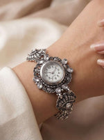 Vintage Oxidized Silver Floral Bracelet Watch for Women in Berlin