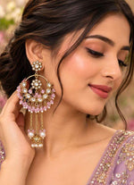 Traditional Purple Kundan Chandbali earrings in Berlin