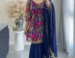 Sequence Work Faux Georgette Sharara Suit in Germany