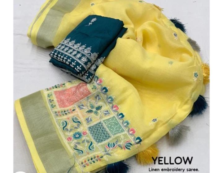 Linen embroidered saree in Berlin