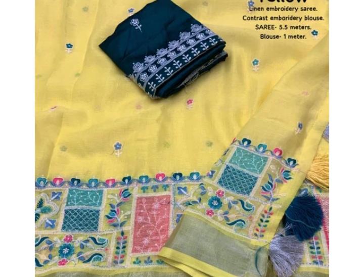 Linen embroidered saree in Berlin